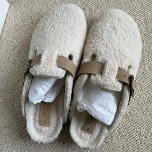 Garnet Hill Faux Shearling Clogs Lucca